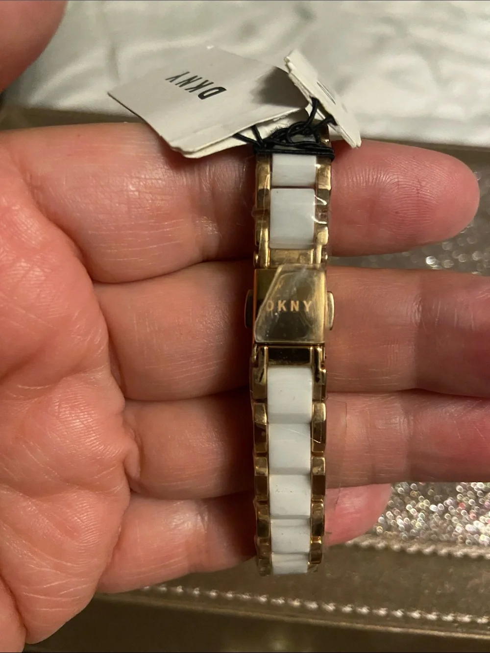 DKNY Rose Gold and White Ceramic Women's Bracelet Watch